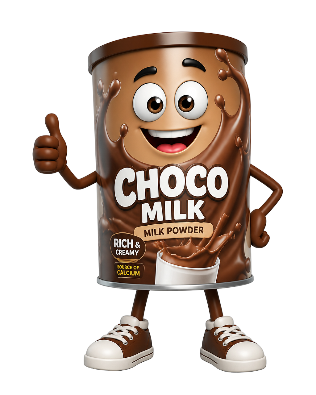 Mascotte Léchoco, la boîte de poudre chocolatée souriante